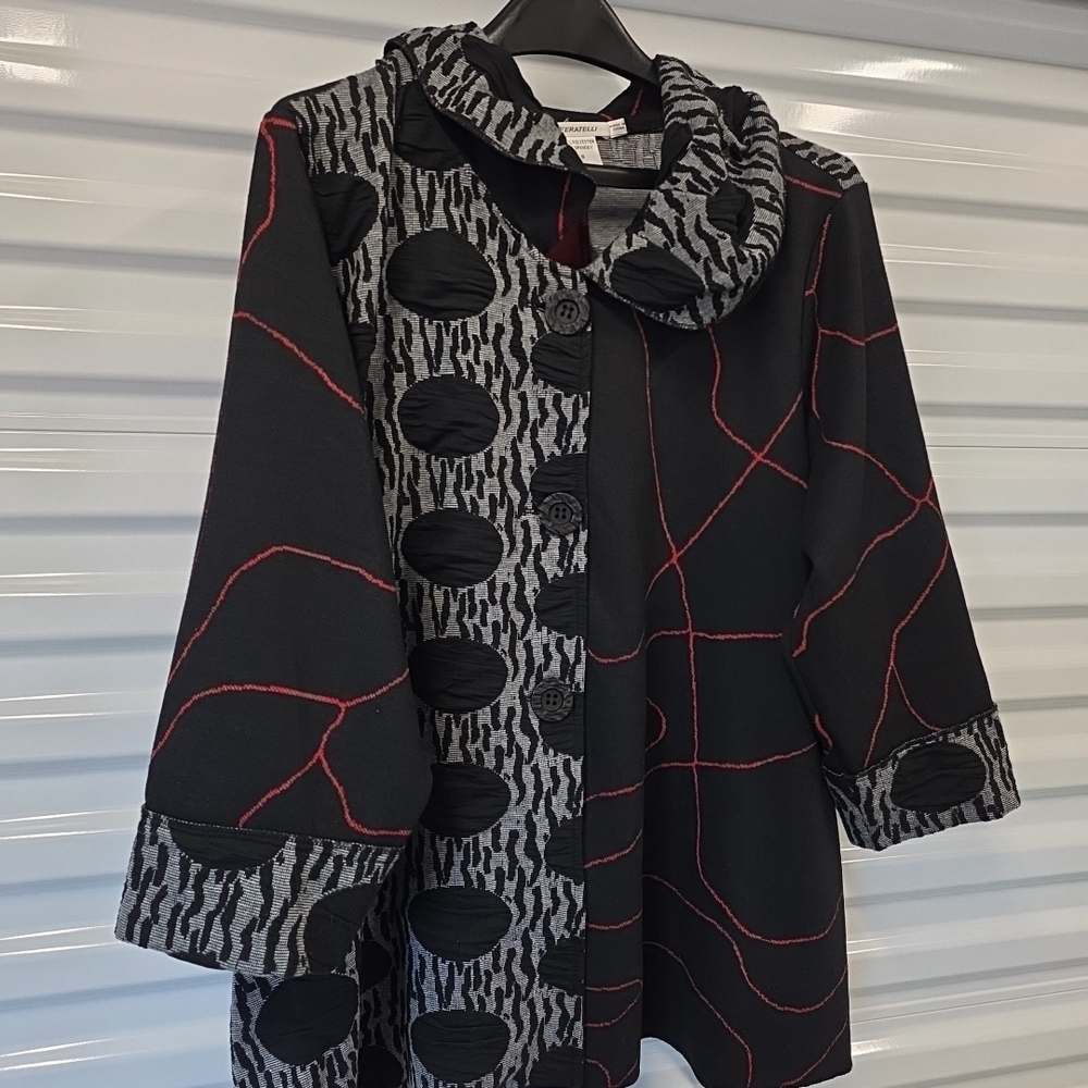 Feratelli Abstract Patchwork Button Front Jacket … - image 4